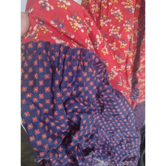Vintage 70s Denise Are There Prairie Floral Maxi Dress Blue & Red Ruffled  M / L - Picture 15 of 16